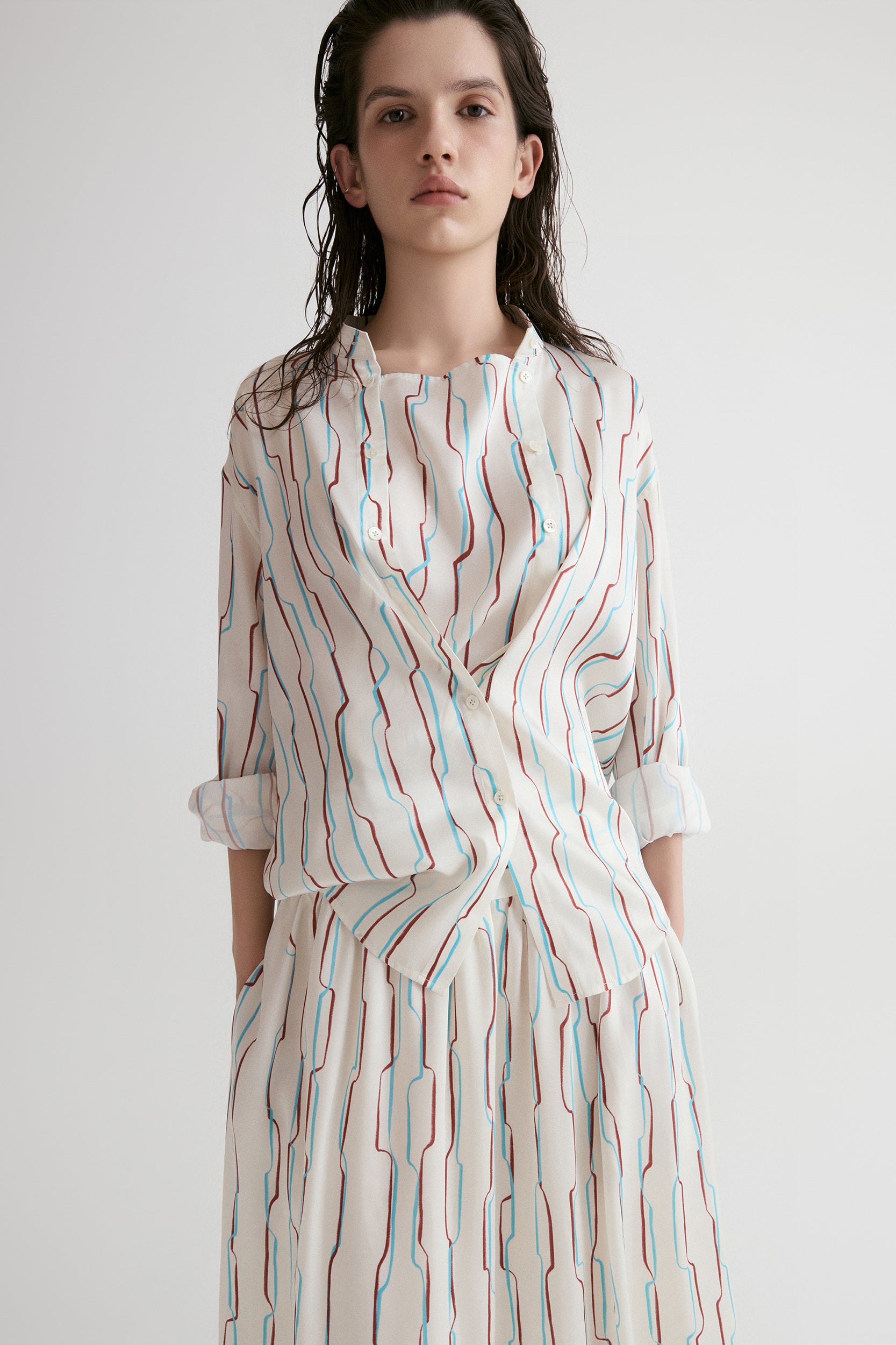 Santorini Twisted Shirt in Viscose Silk
