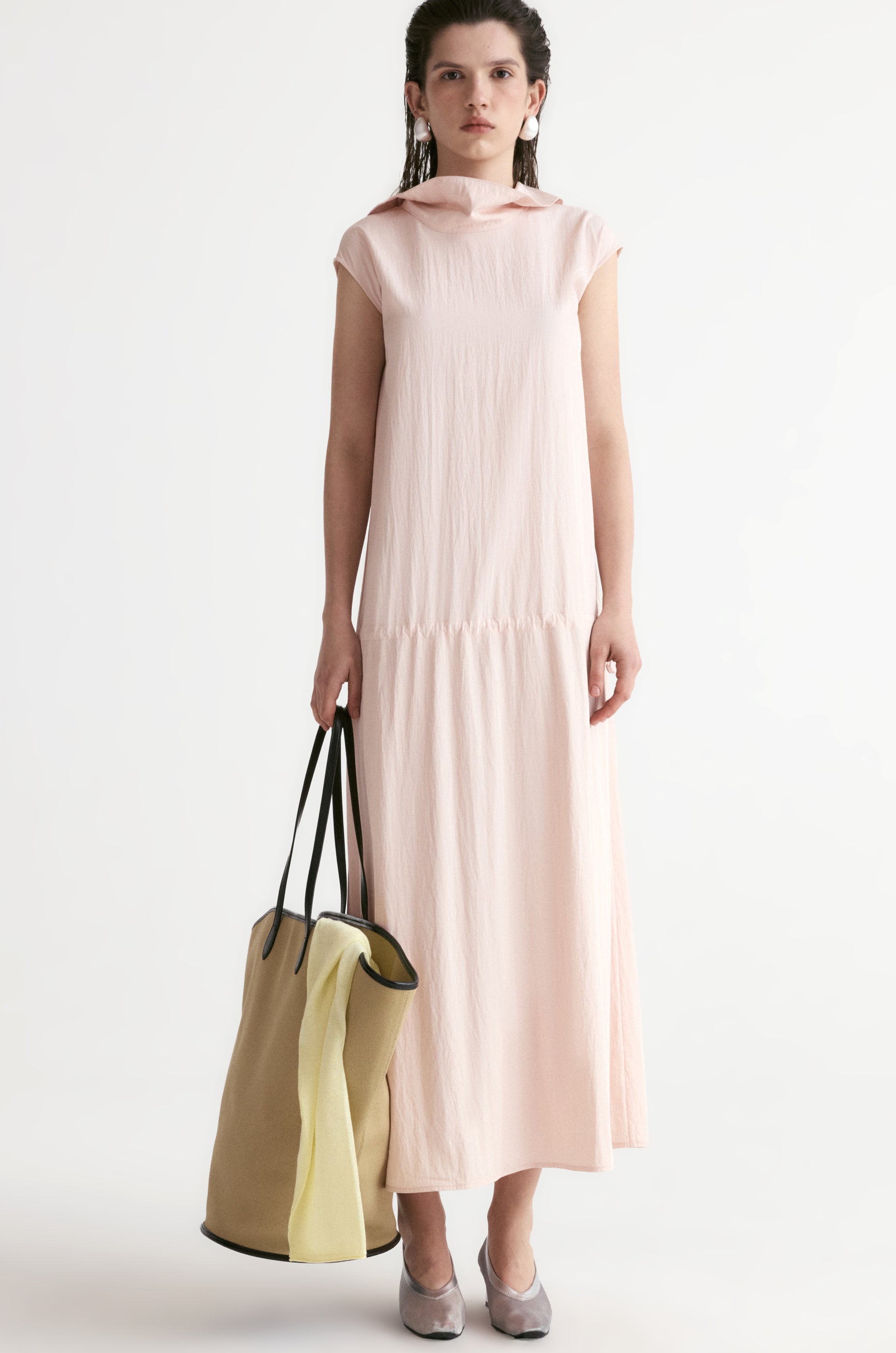 Amalfi Elasticated Dress-Blush