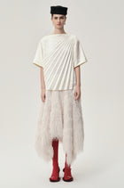 Asymmetrical Pleated Blouse Ecru