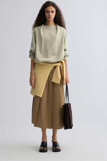 Cotton Panelled Sweater Stone Green