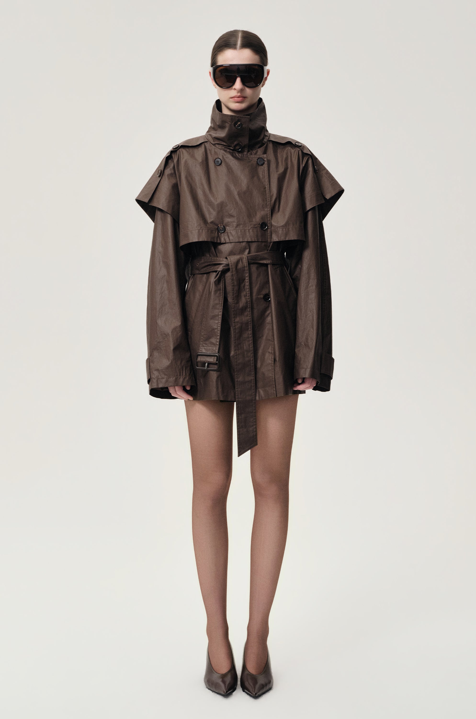 Lisa  Cape Trench Dark Cherry