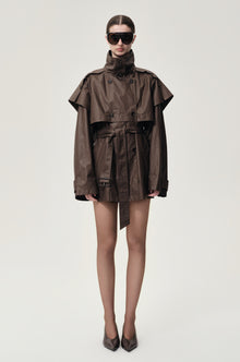 Lisa  Cape Trench Dark Cherry