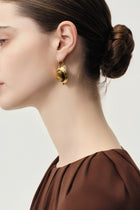 Gold-tone tiger's eye drop earrings