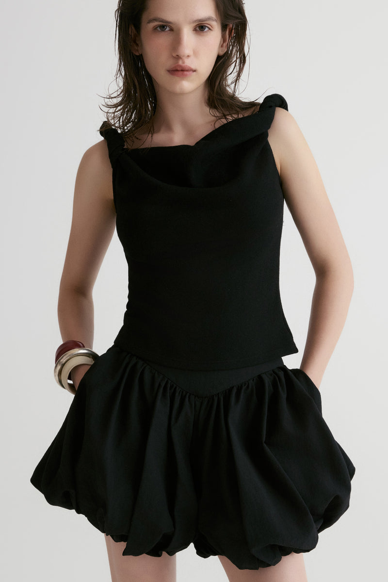 Dry Loop Terry Twisted Tank Top-Black