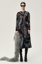 Printed Draped-waist Dress Multi