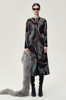 Printed Draped-waist Dress Multi