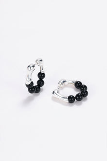 Magma silver onyx hoop earrings