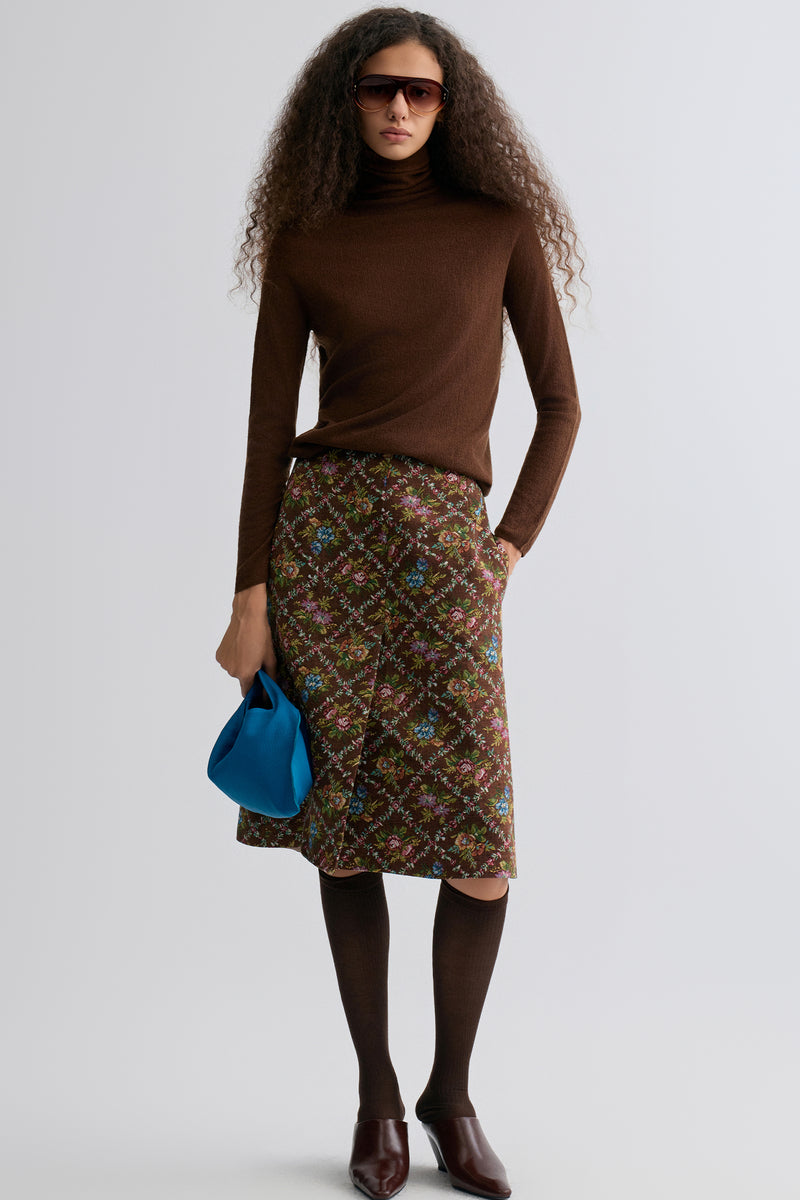 Retrobloom Jacquard Skirt Chocolate