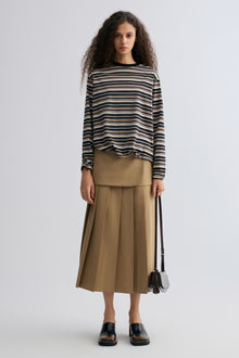 Shapeable Stripe T-shirt Black and Beige