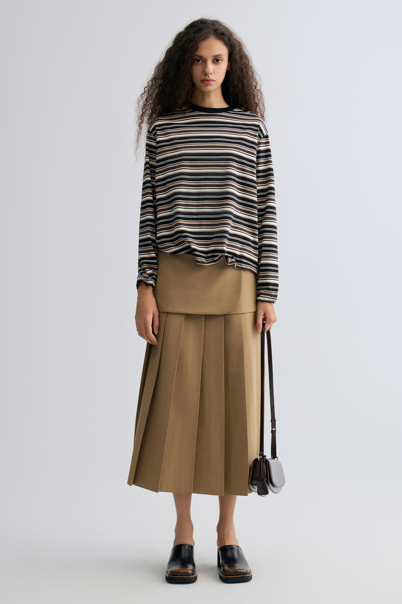 Shapeable Stripe T-shirt Black and Beige