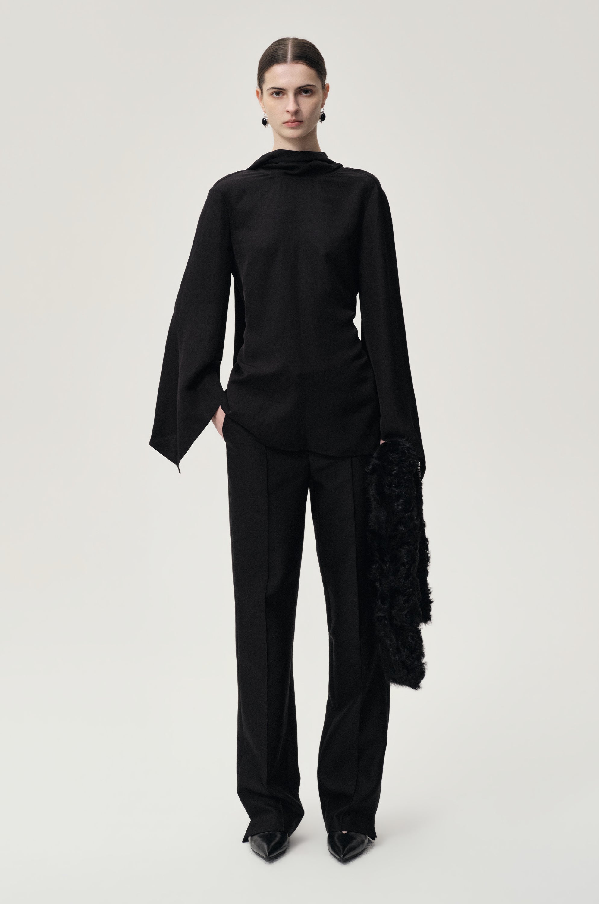 Reversible Scarf Blouse Black