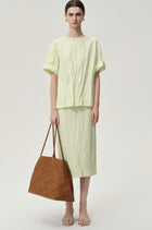 Crinkled Gauze Top Pale Lime