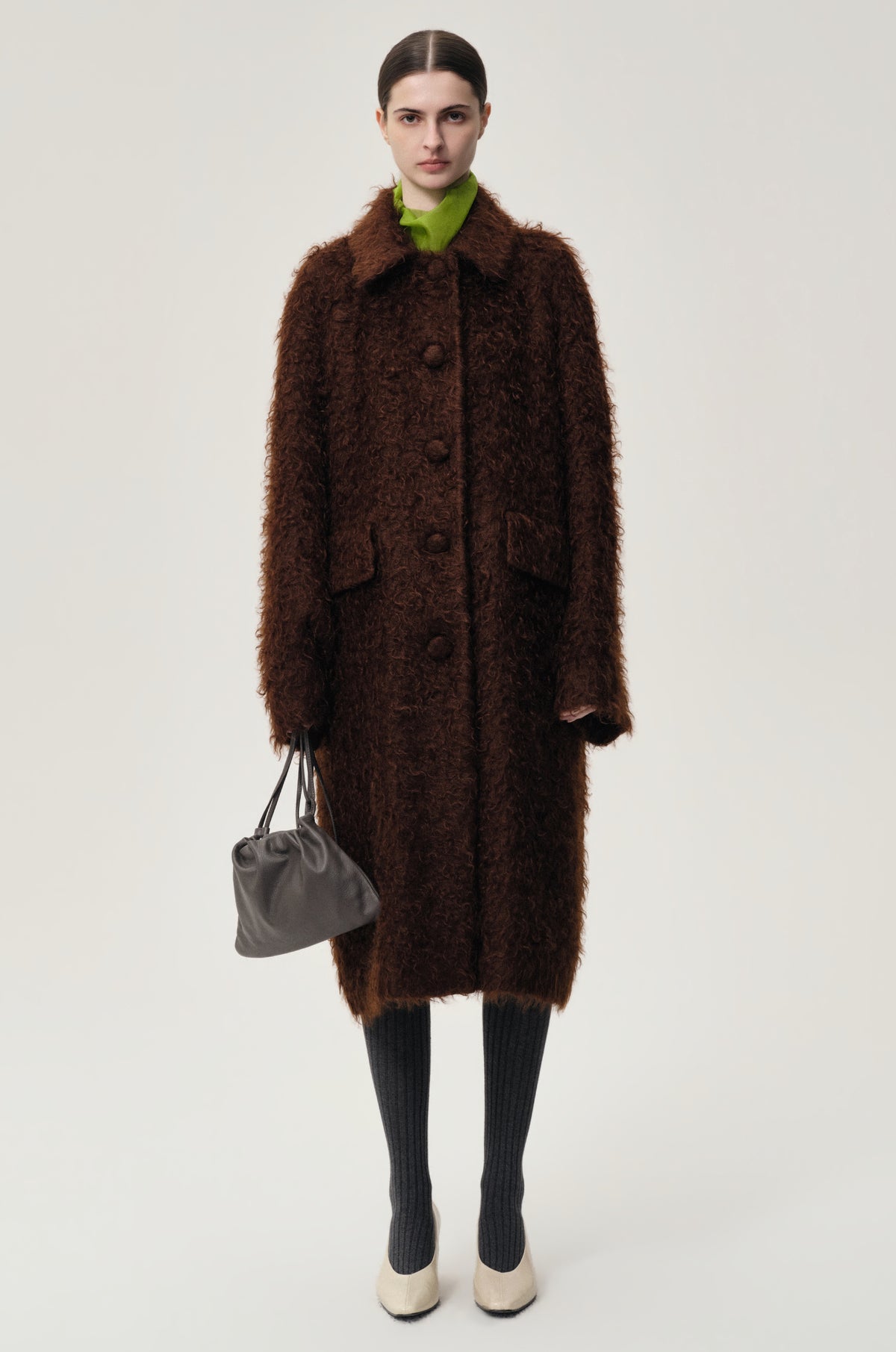 Modernist Mohair Coat Dark Brown