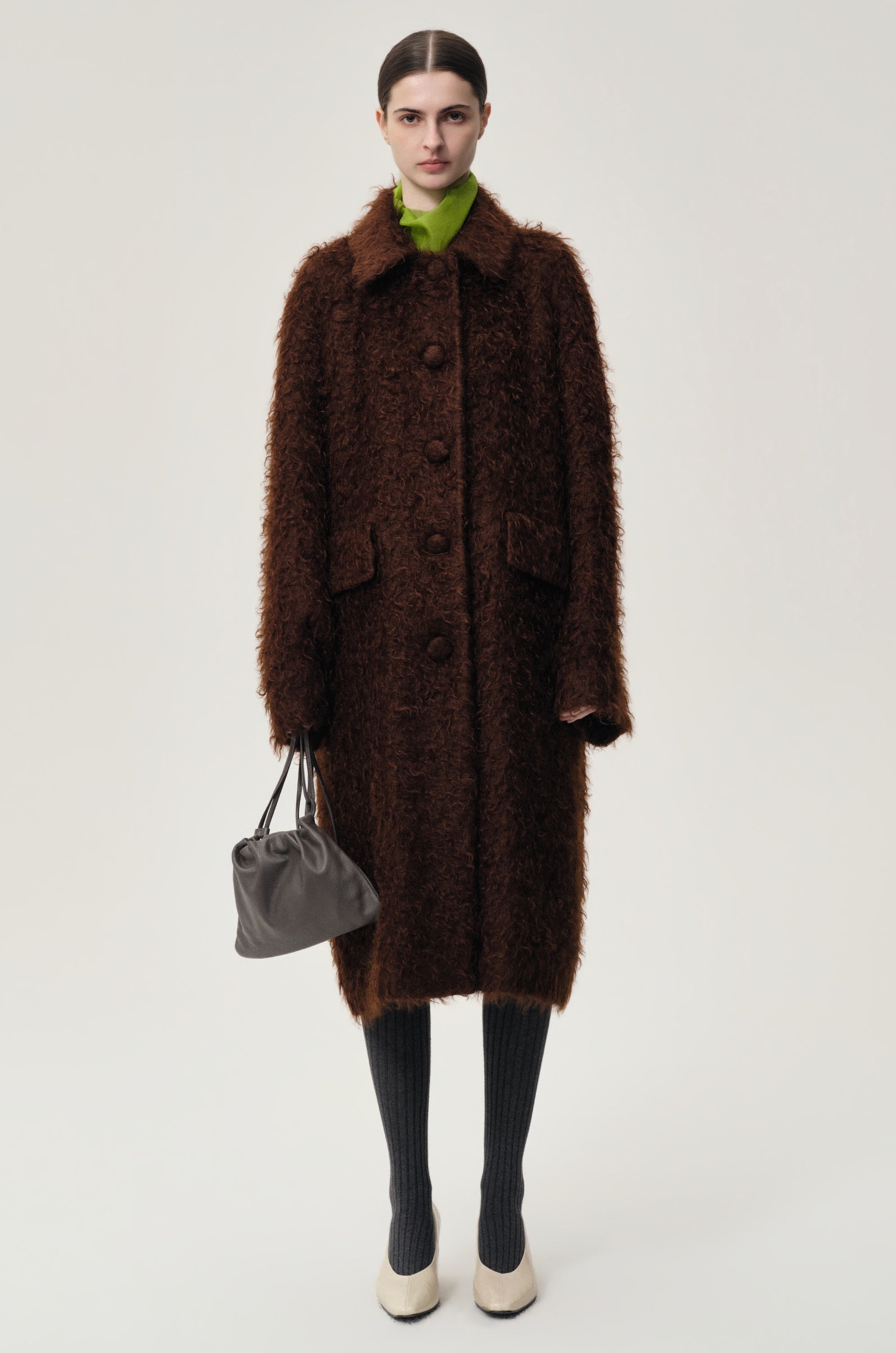Modernist Mohair Coat Dark Brown