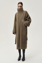 Double Alpaca Wool Wrap Coat Squirrel Melange