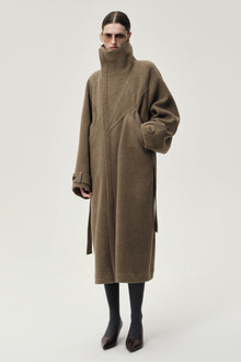 Double Alpaca Wool Wrap Coat Squirrel Melange