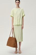 Crinkled Gauze Skirt Pale Lime