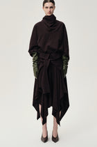 Check Wrap Wool Skirt Navy/Rum
