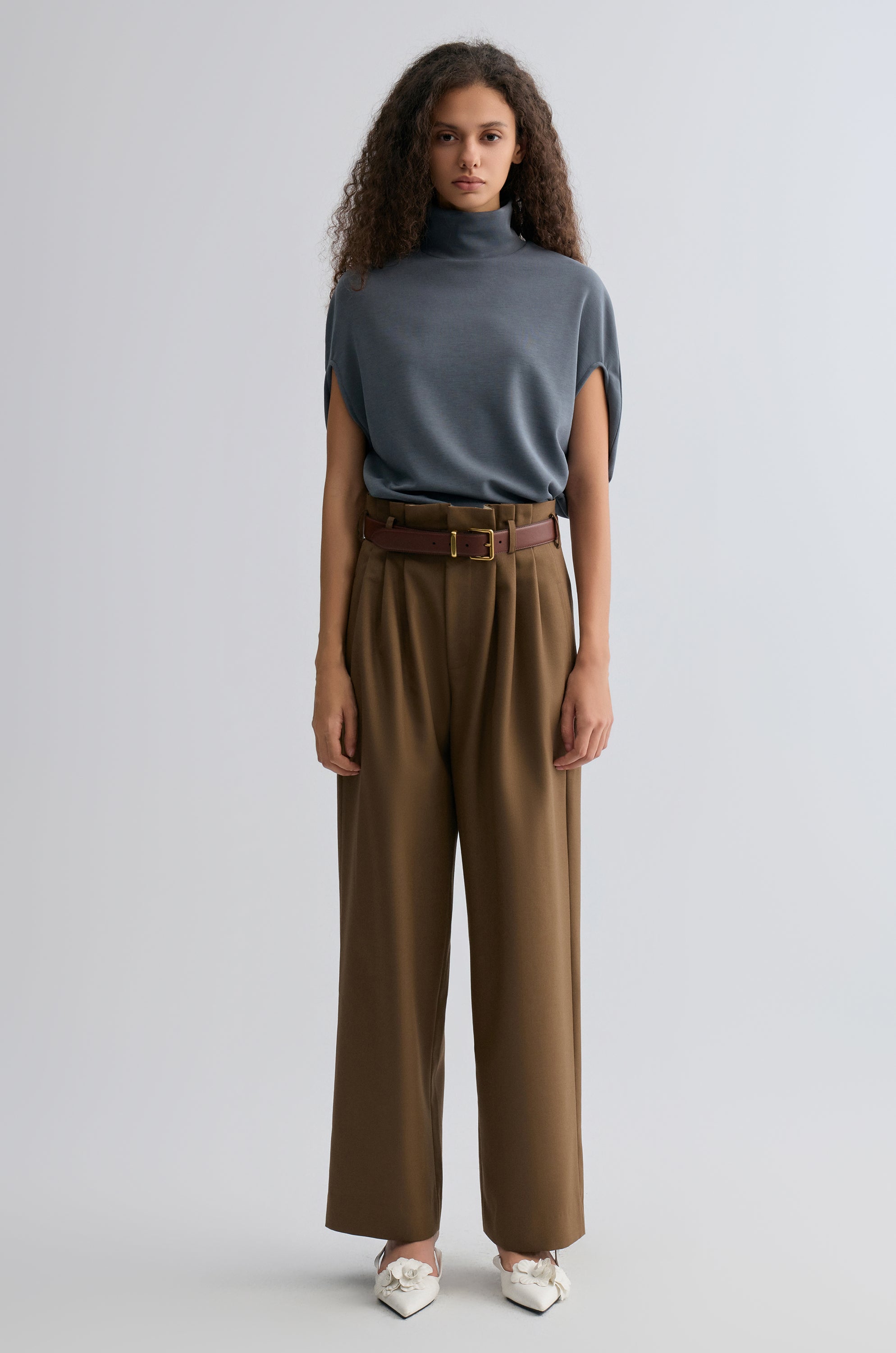 Relaxed Gabardine Trousers Pepper