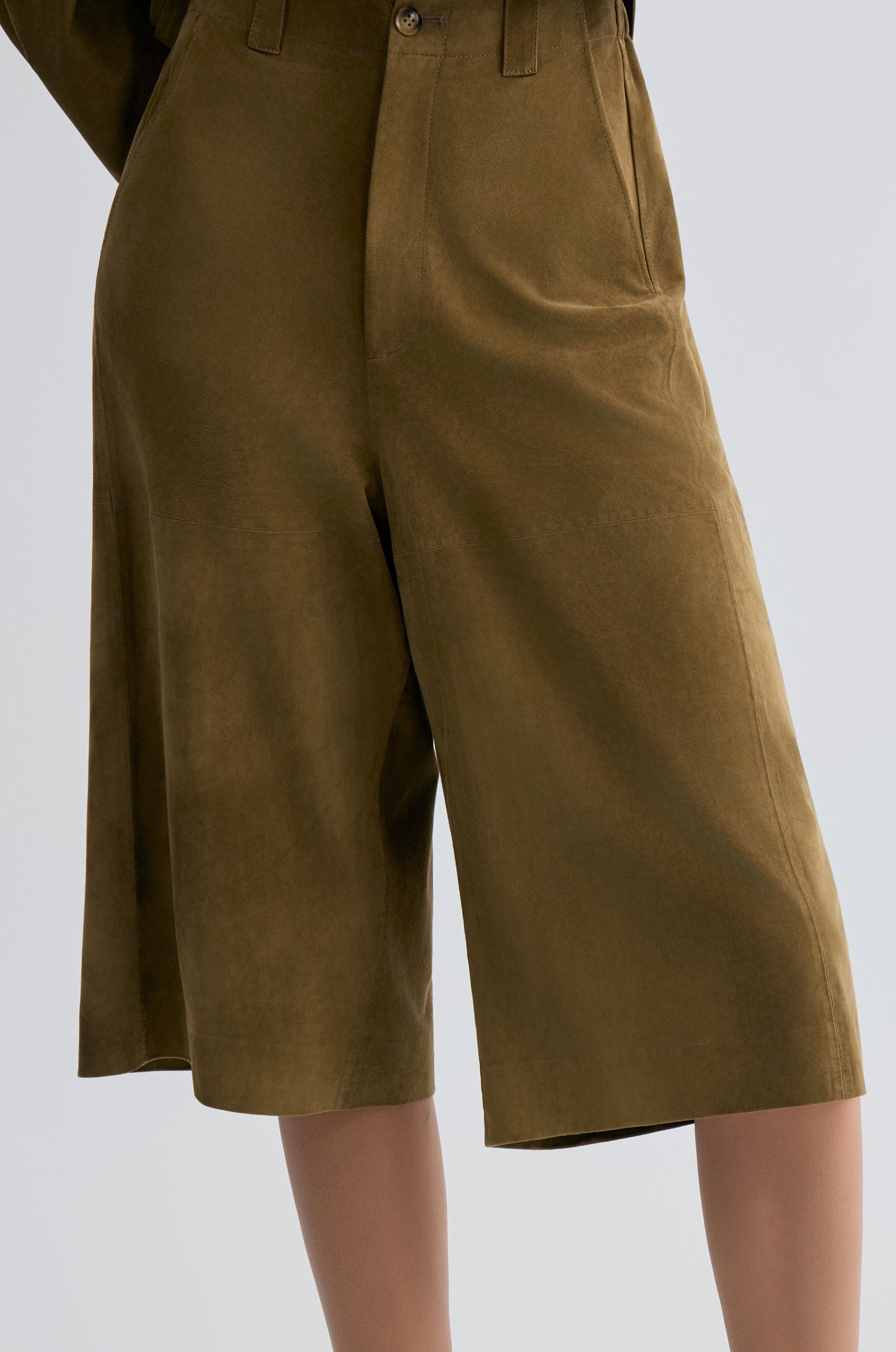 Long Suede  Bermuda Shorts