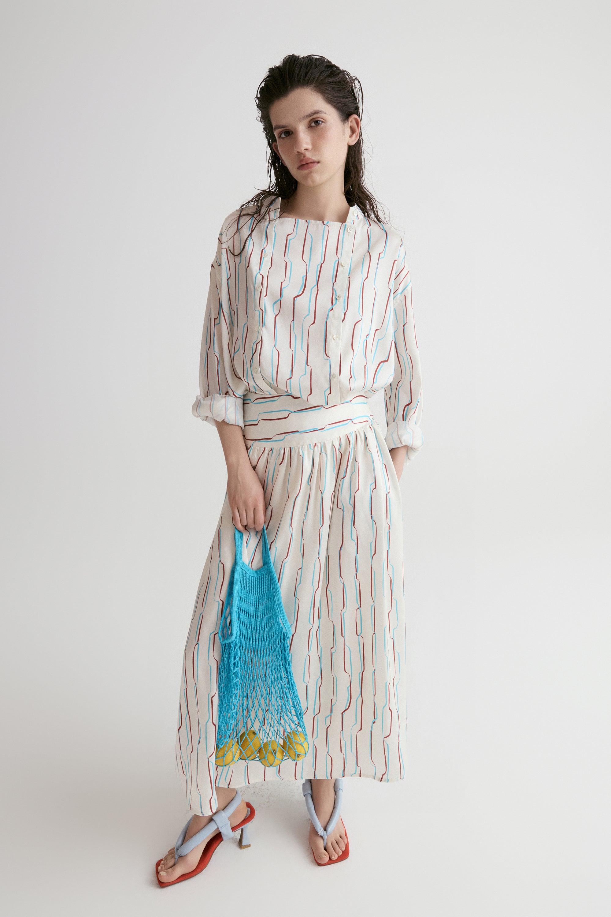 Santorini Full Skirt in Viscose Silk