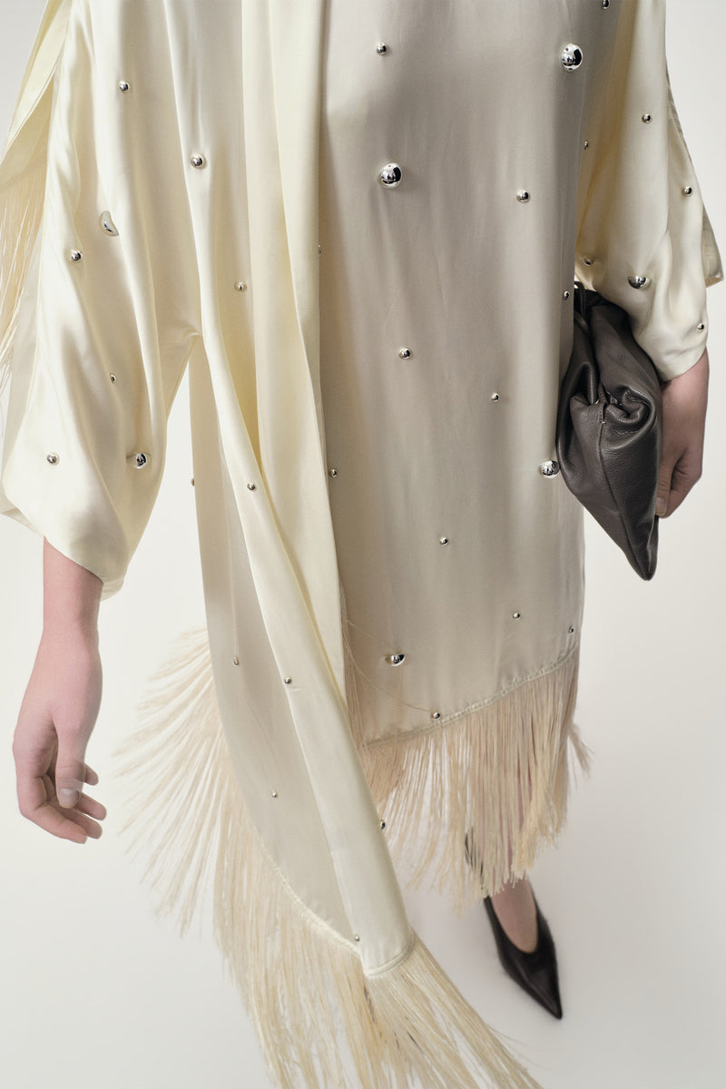 Stud-embellished Scarf Dress Ivory