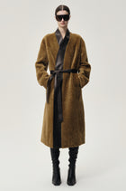 Cléo Shearing Robe Coat Tabacco/ Black