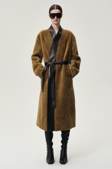 Cléo Shearing Robe Coat Tabacco/ Black
