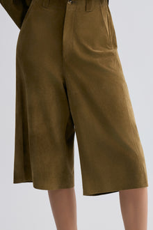 Long Suede  Bermuda Shorts