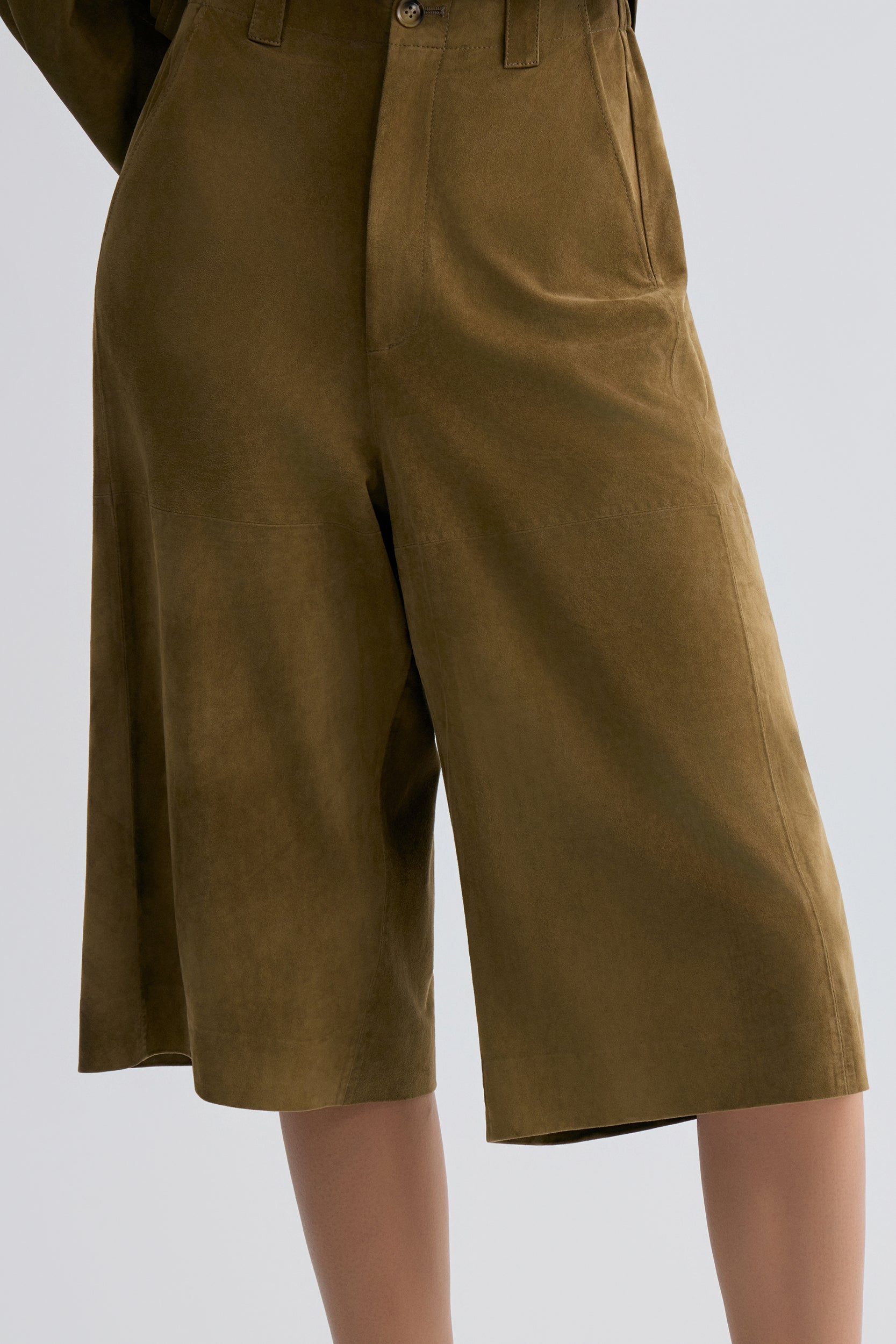 Long Suede  Bermuda Shorts