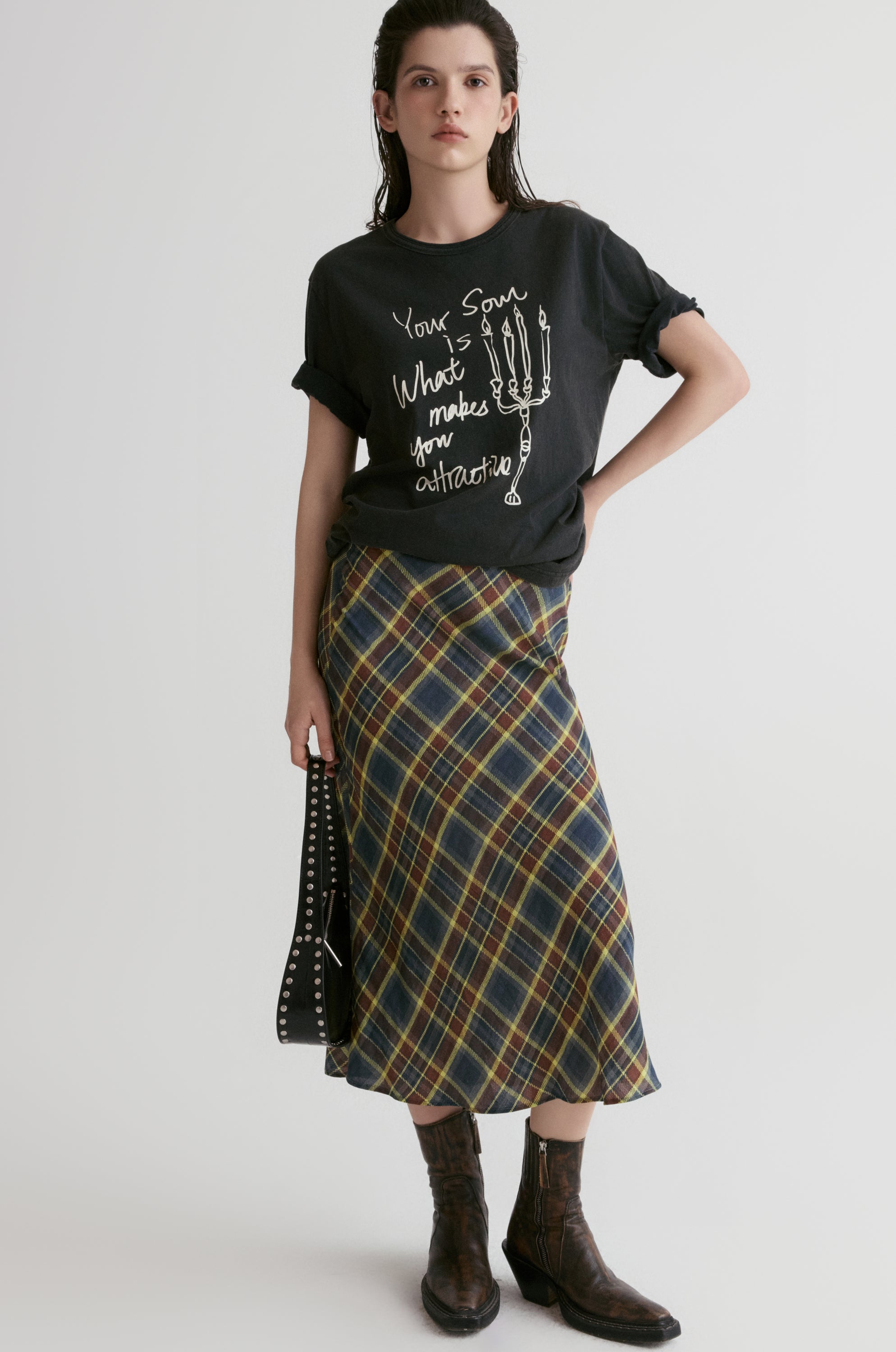 Ziggy Checked Midi Skirt