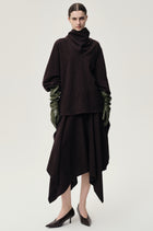 Check Scarf Wool Top Navy/Rum