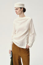 Draped Wool-blend Top Cream