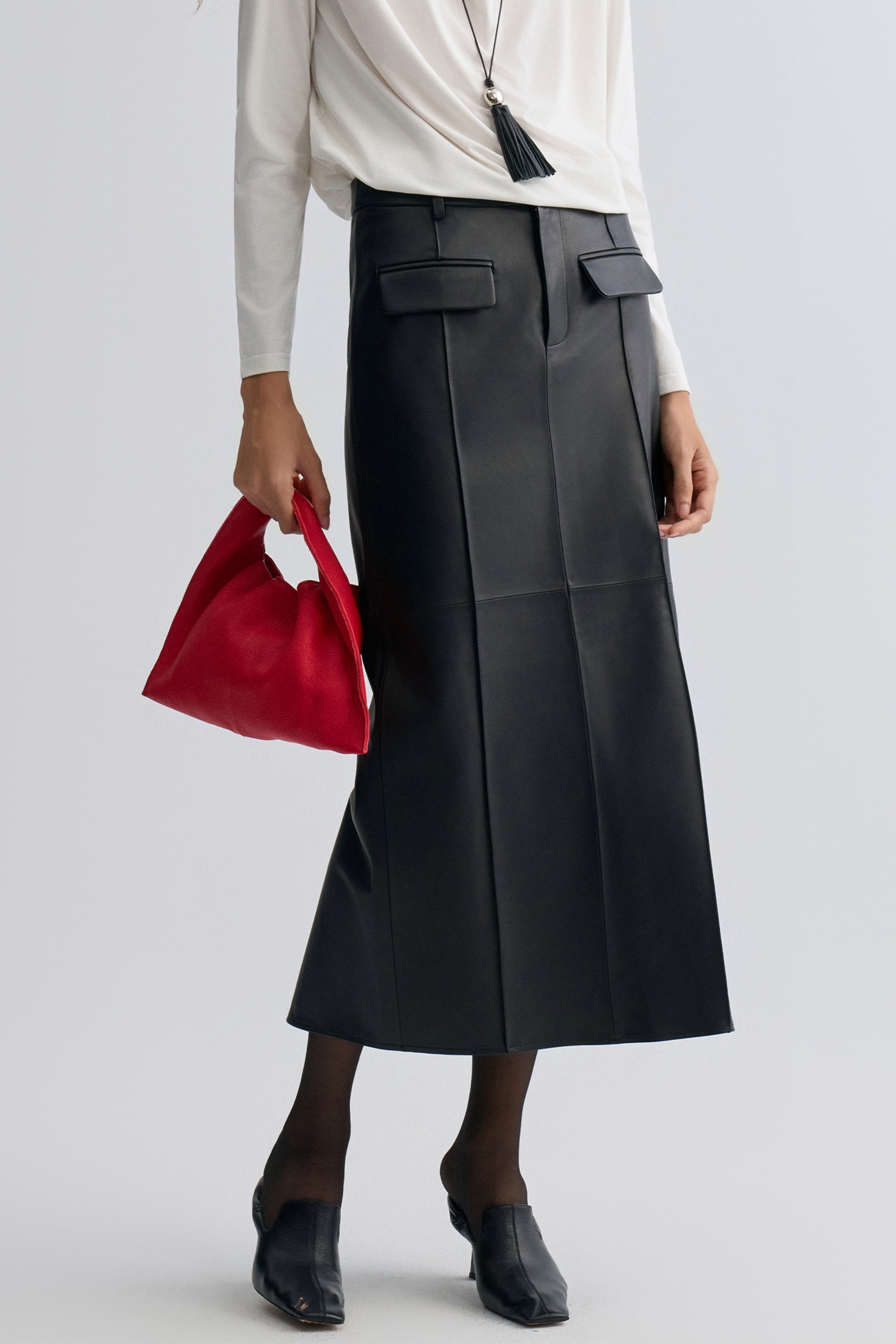 Kate Leather Column Skirt