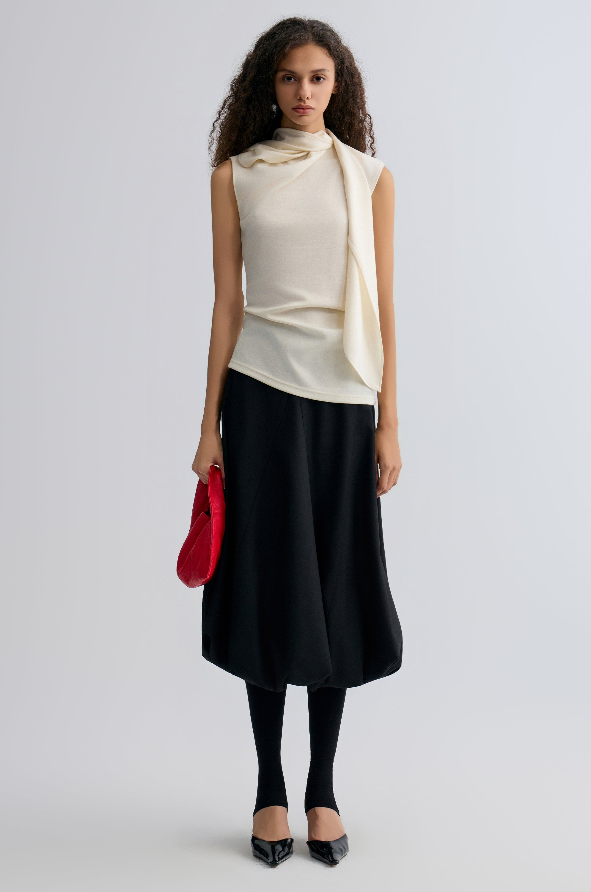 Scarf Wool Top Cream