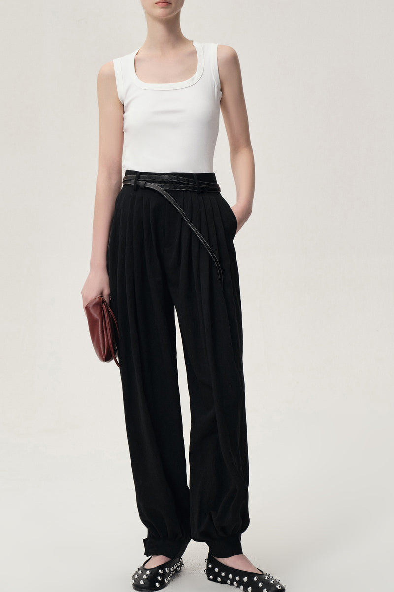 Balloon Pleat Trousers Black