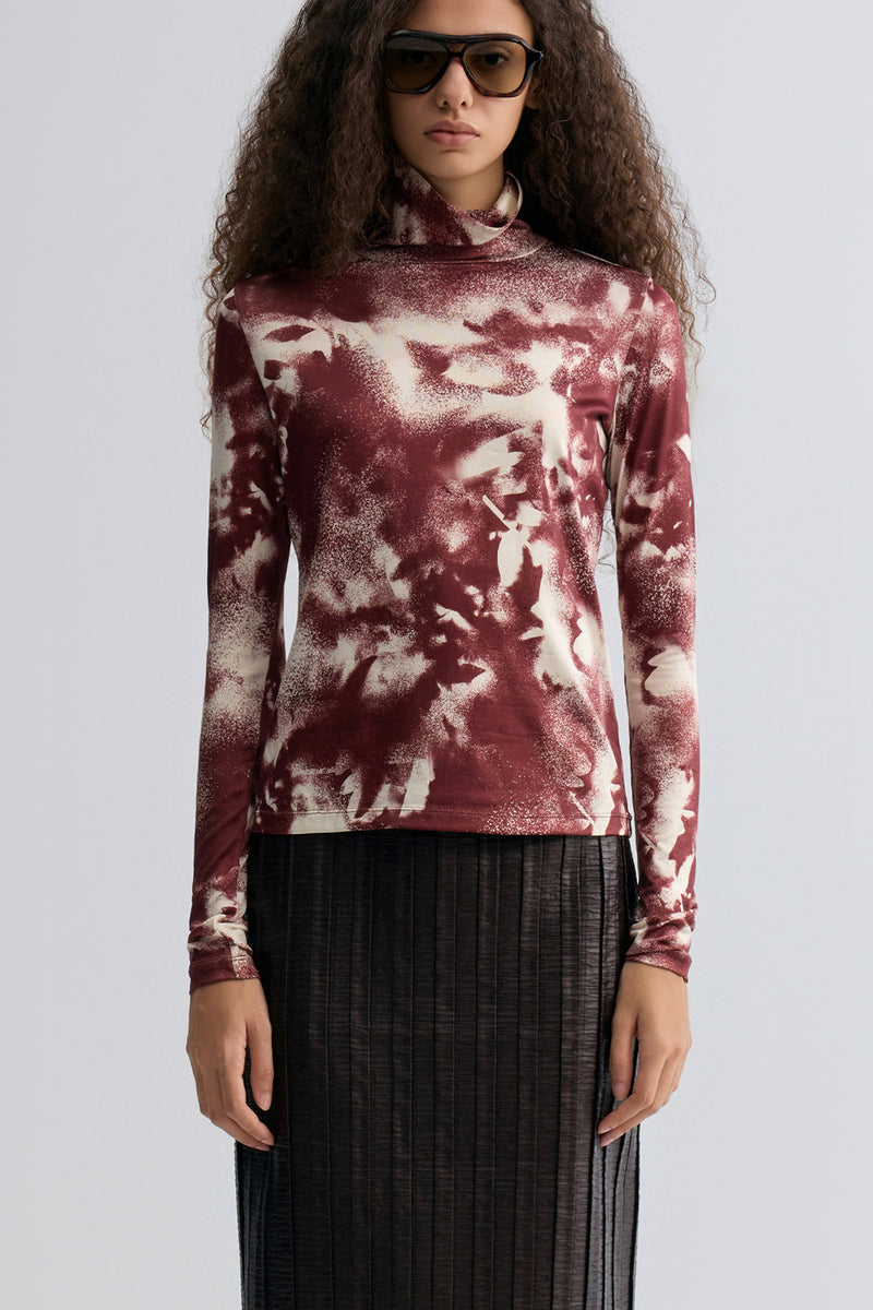 Shadow Long Sleeve Turtleneck Top Cranberry