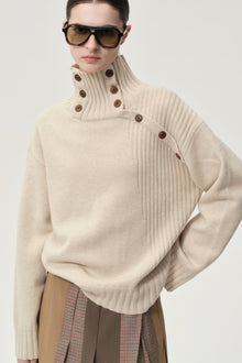Vicky Turtleneck in Wool and Cashmere Oat Milk