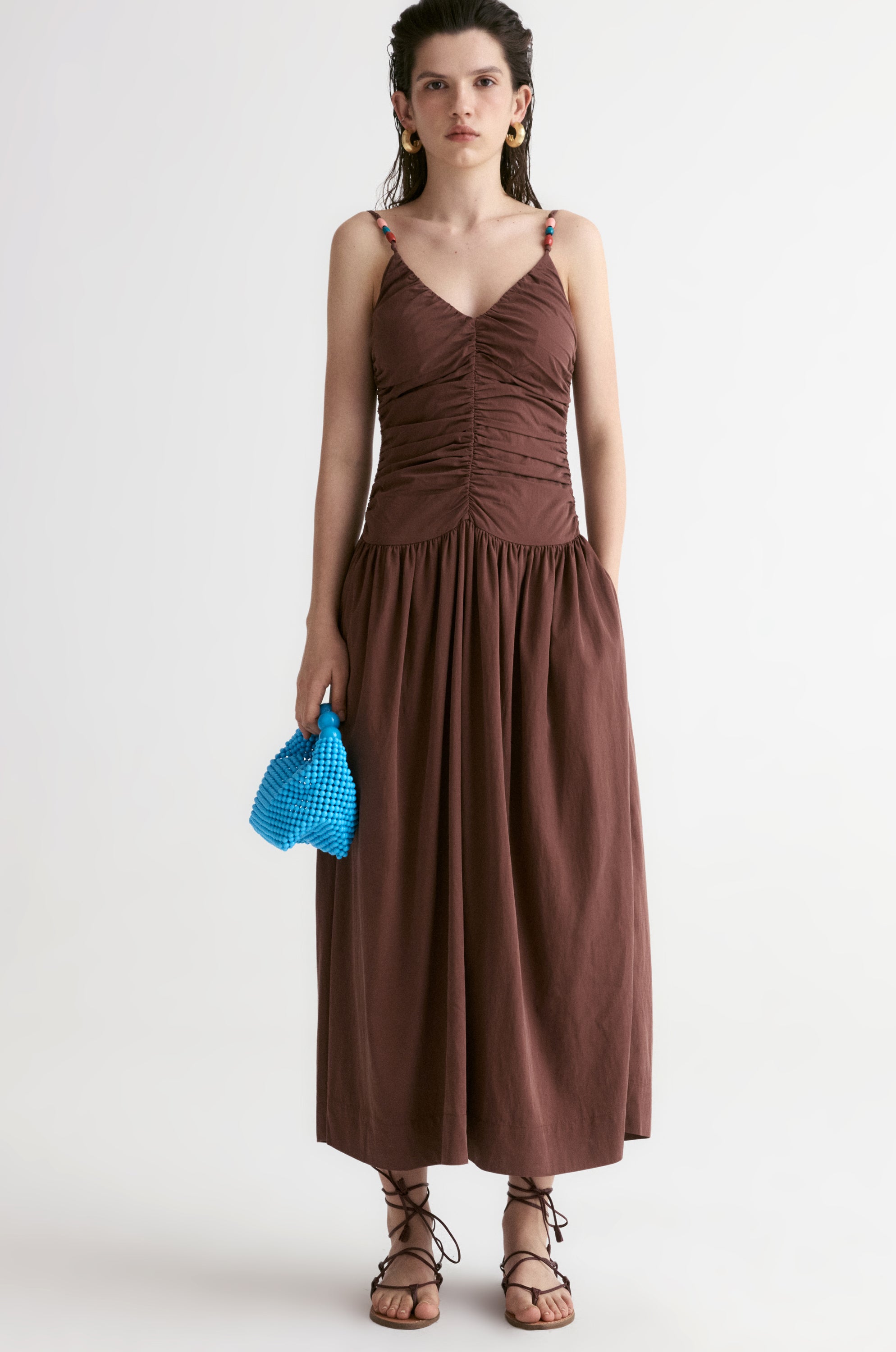Tuscany Drape Cami Dress-Crimson
