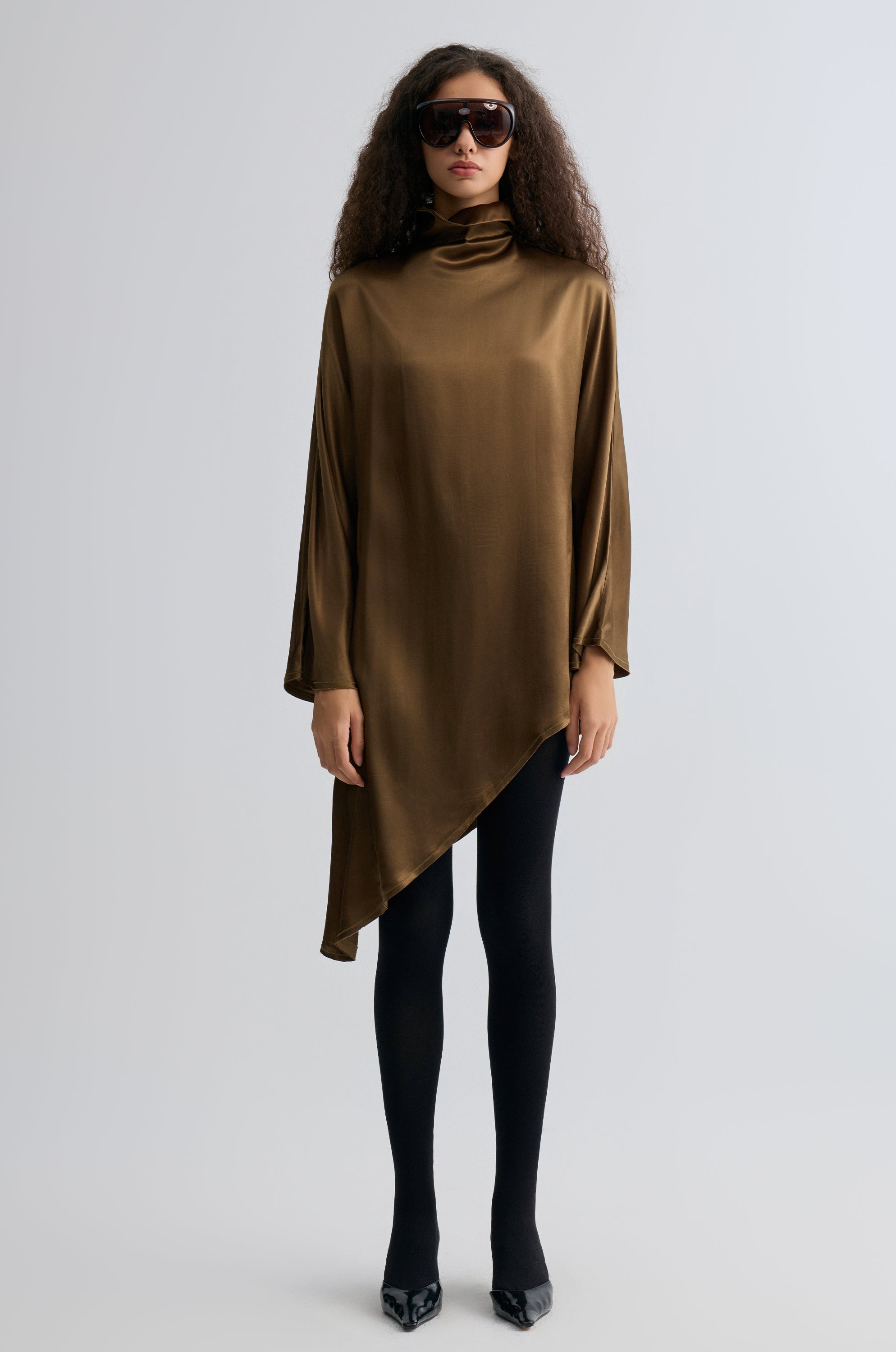 Asymmetric Slouch-neck Blouse
