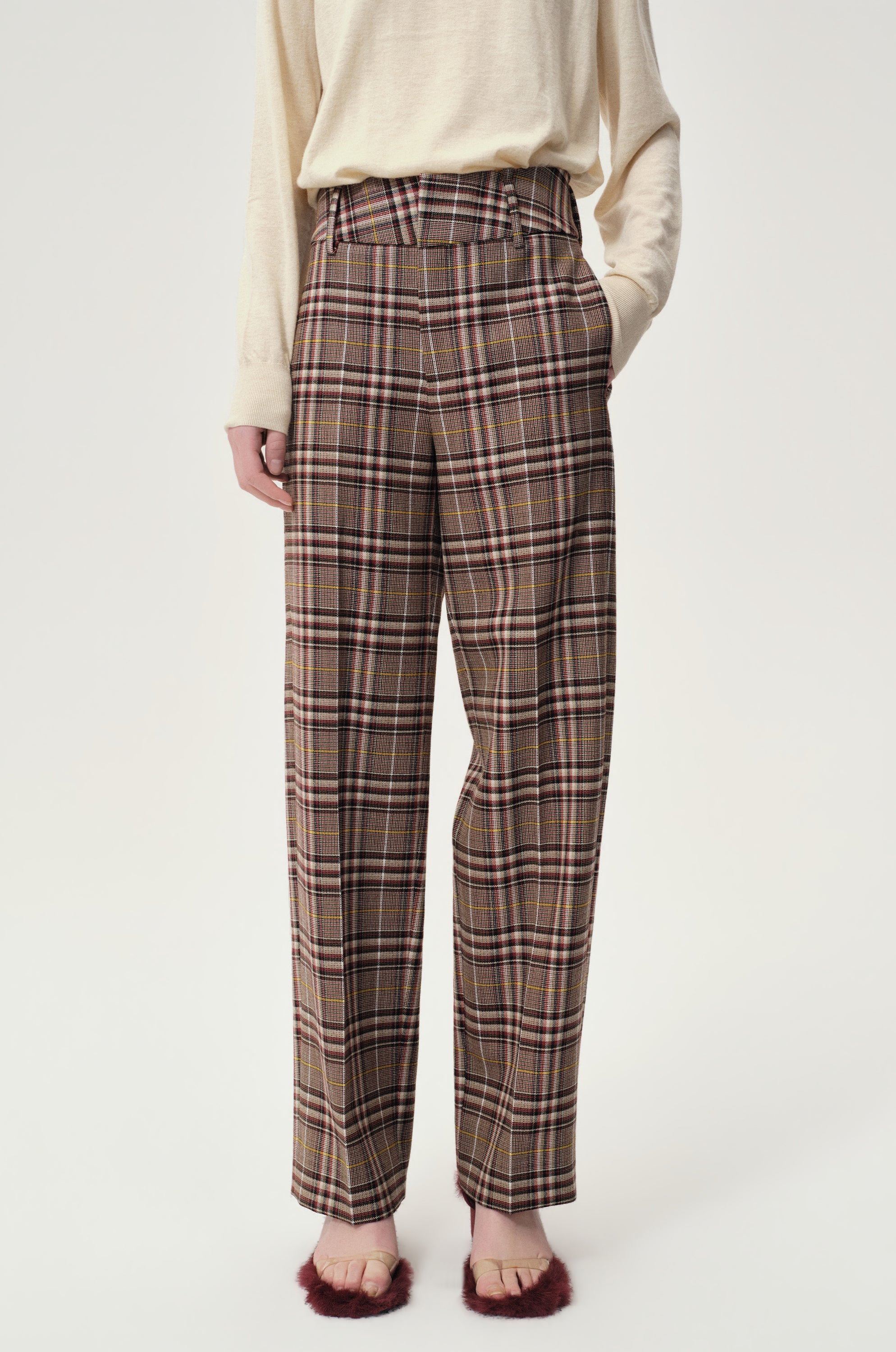 Check Wool Trousers Espresso