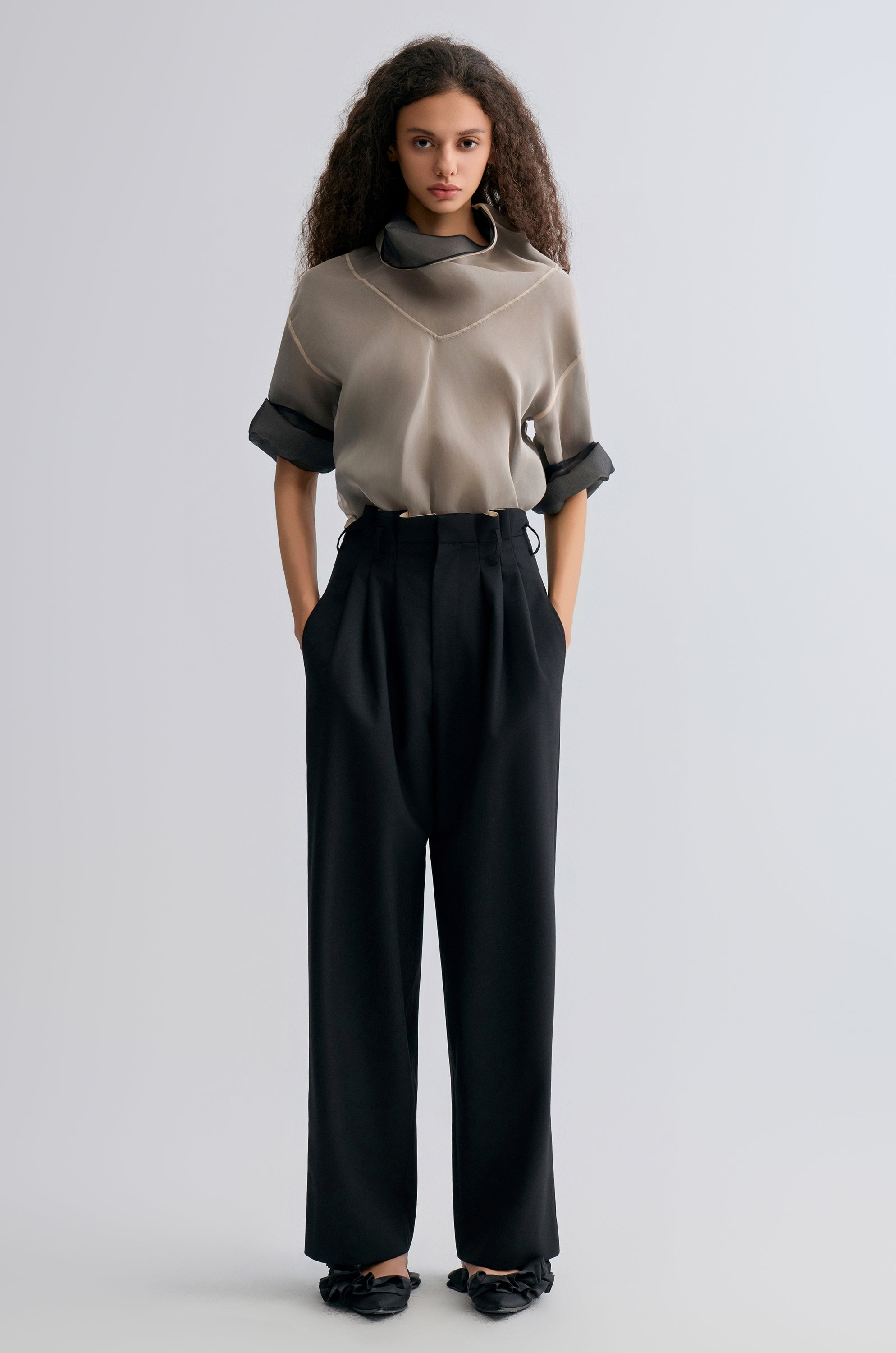 Relaxed Gabardine Trousers Black
