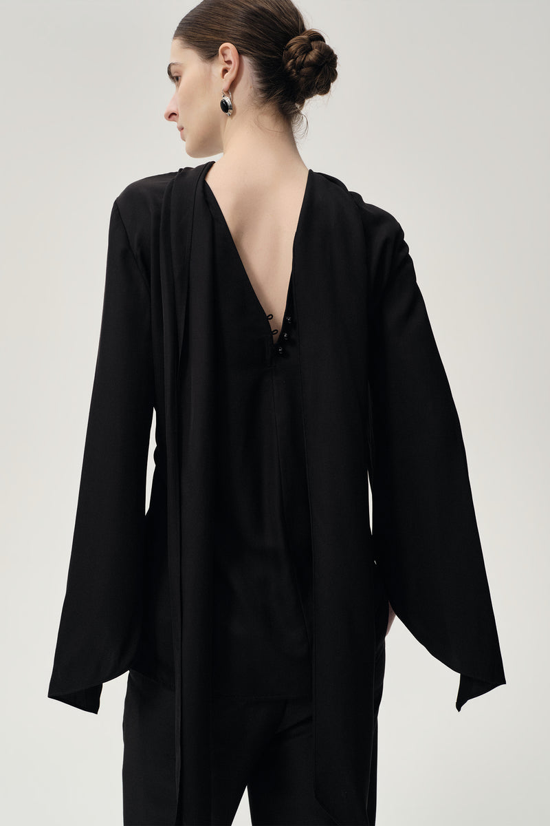 Reversible Scarf Blouse Black