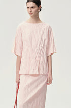 Crinkled Gauze Top Peach