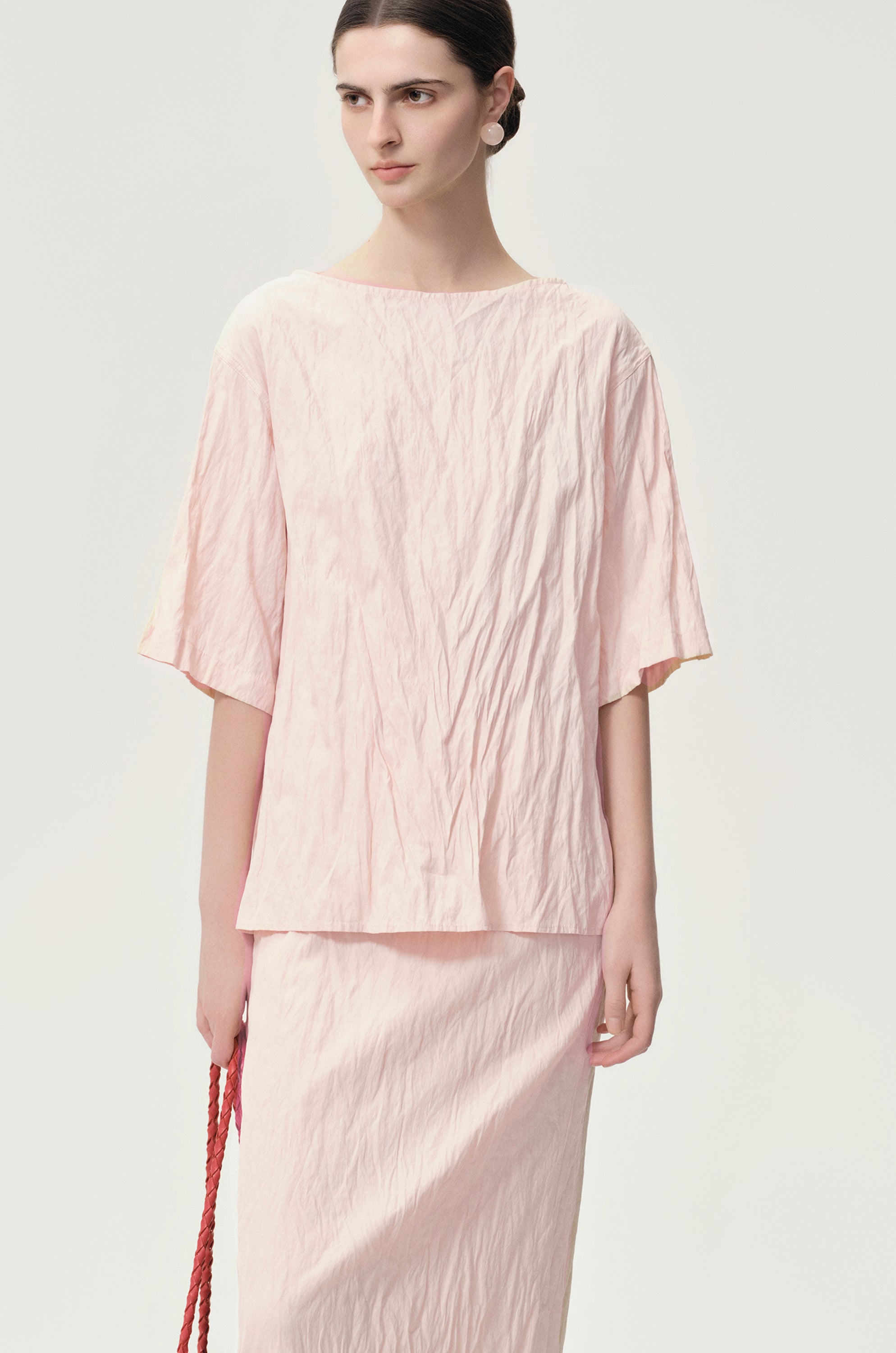 Crinkled Gauze Top Peach