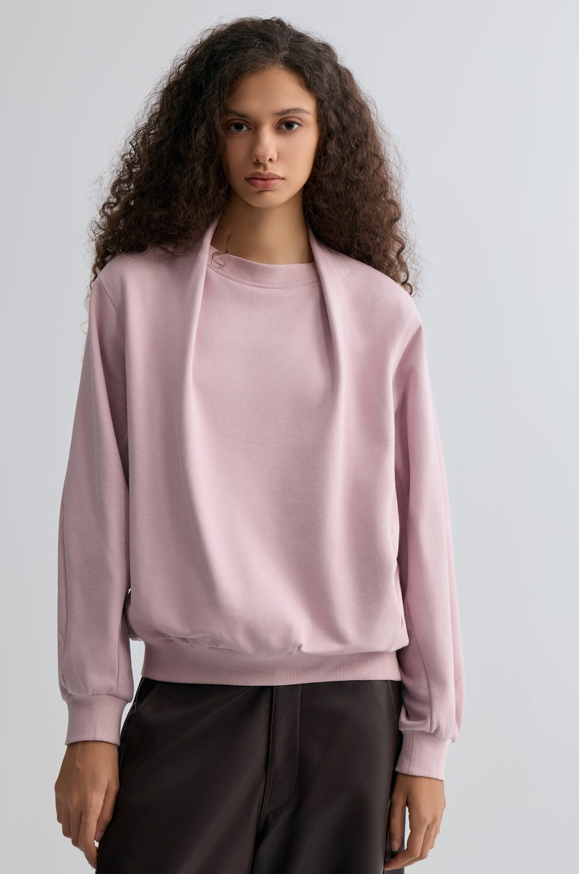 Cotton Panelled Sweater Lilac