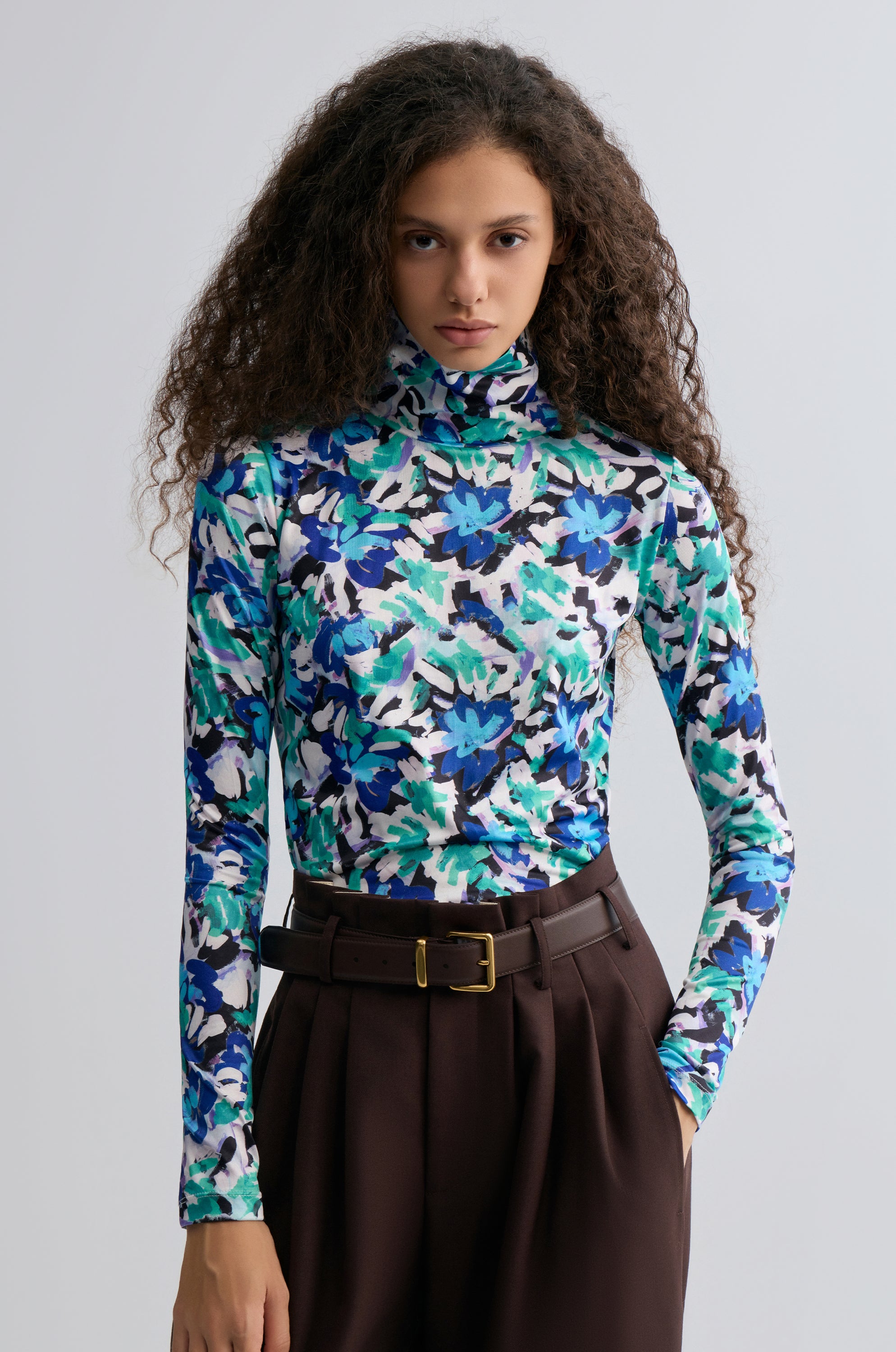 Petal Long Sleeve Turtleneck Top