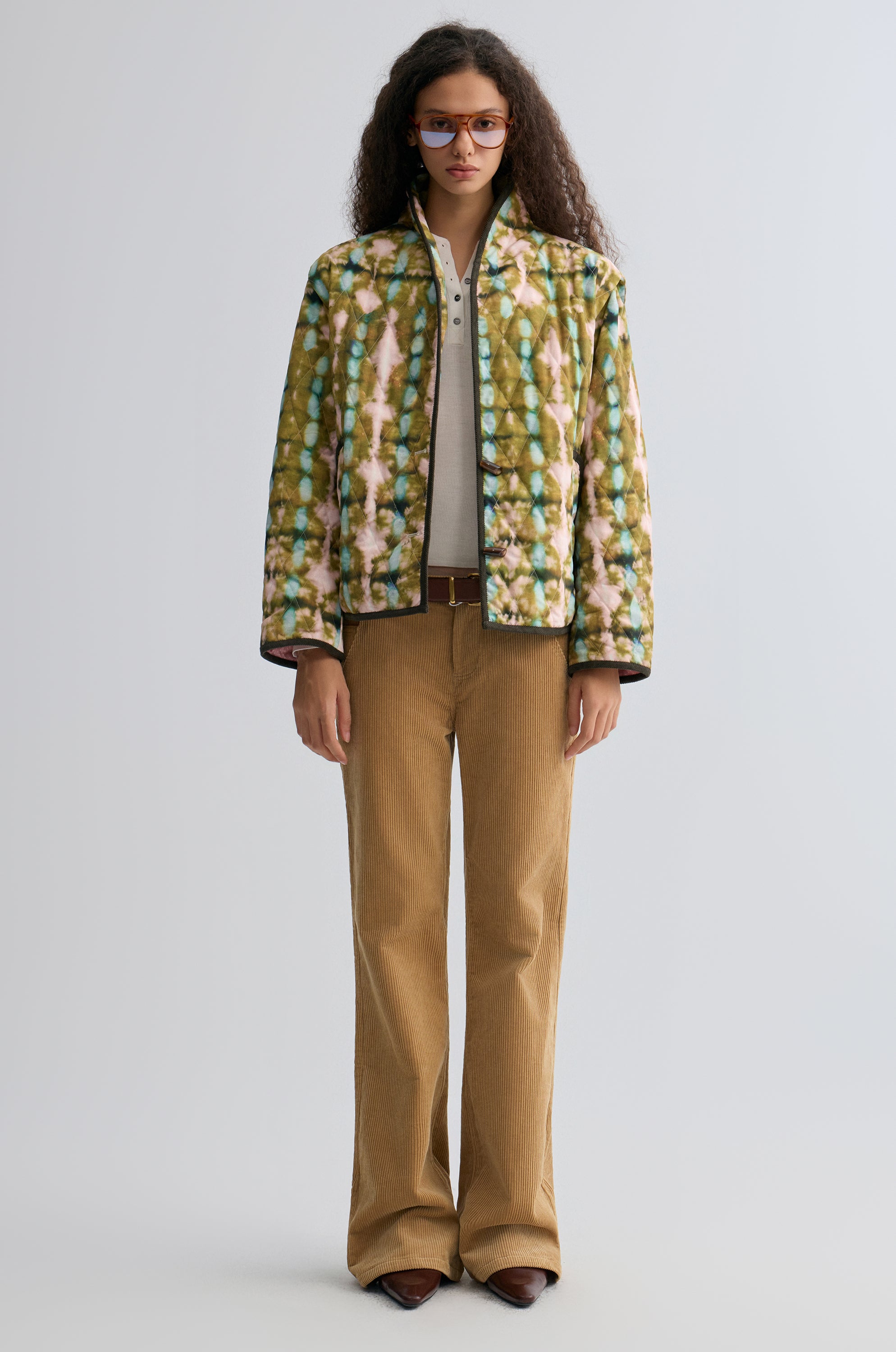 Tie-dye Bohemie Printed Quilted Jacket Mountain Green