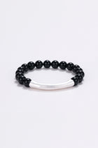 Magma onyx and silver beaded bracelet Black