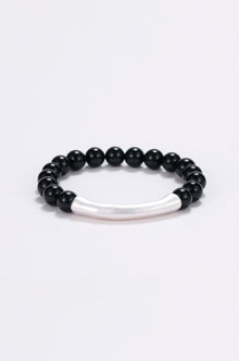 Magma onyx and silver beaded bracelet Black